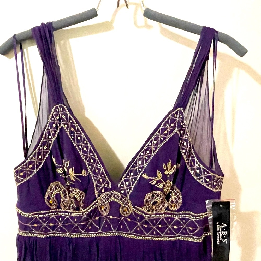 ABS Allen Schwartz purple cocktail dress. - Picture 9 of 14